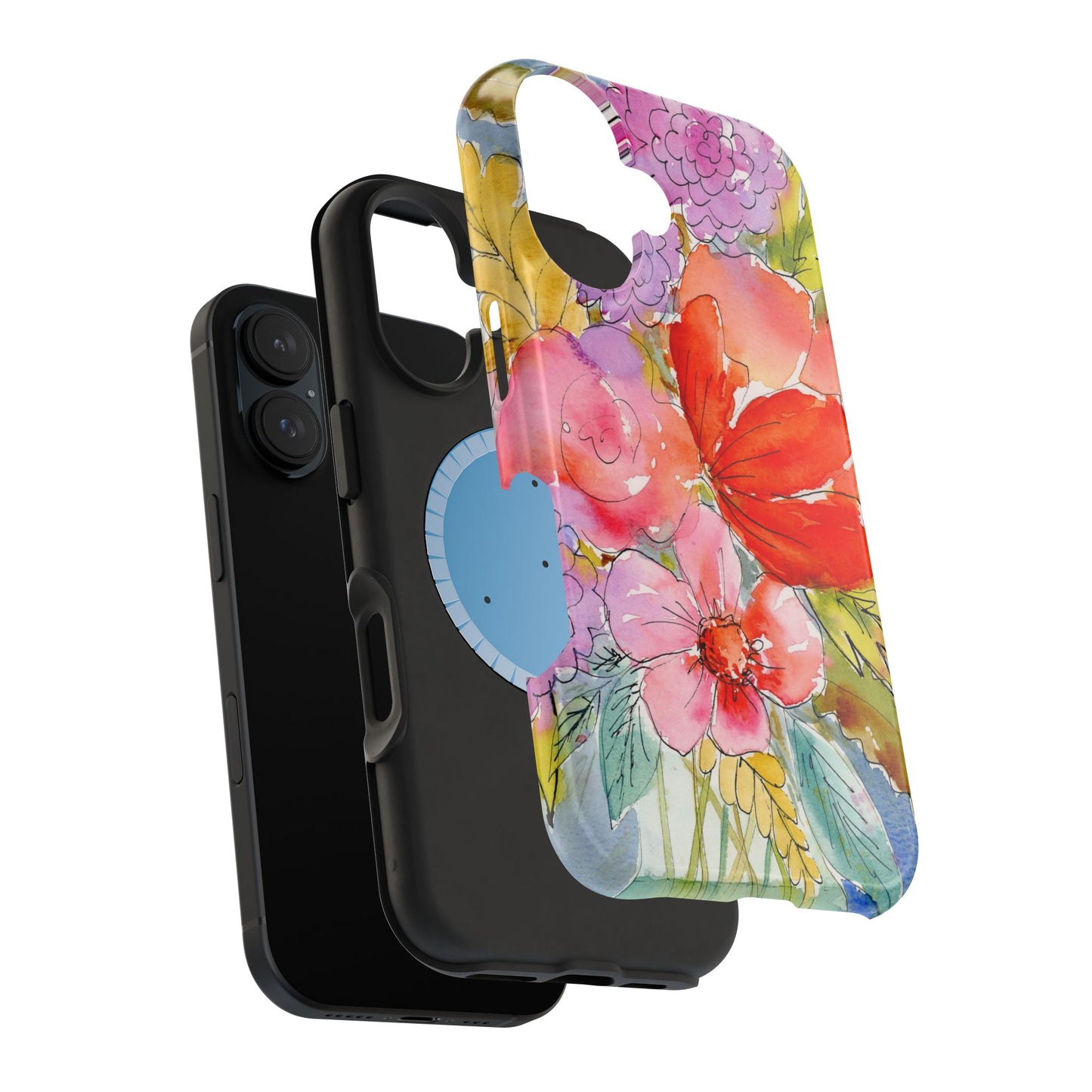 Magnetic Watercolor Flower Phone Case, Floral iPhone Case