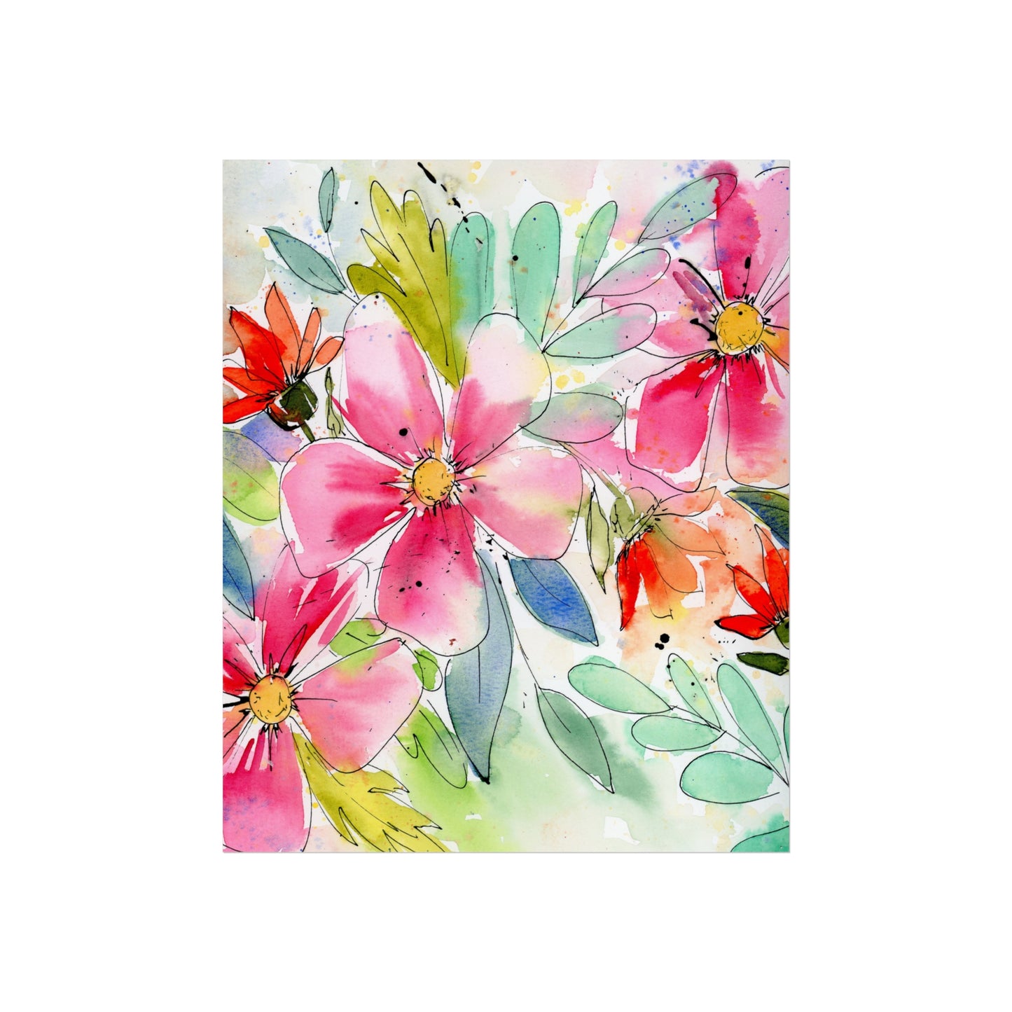 Abstract Pink Floral Print, Pink Abstract Floral Watercolor Fine Art Prints