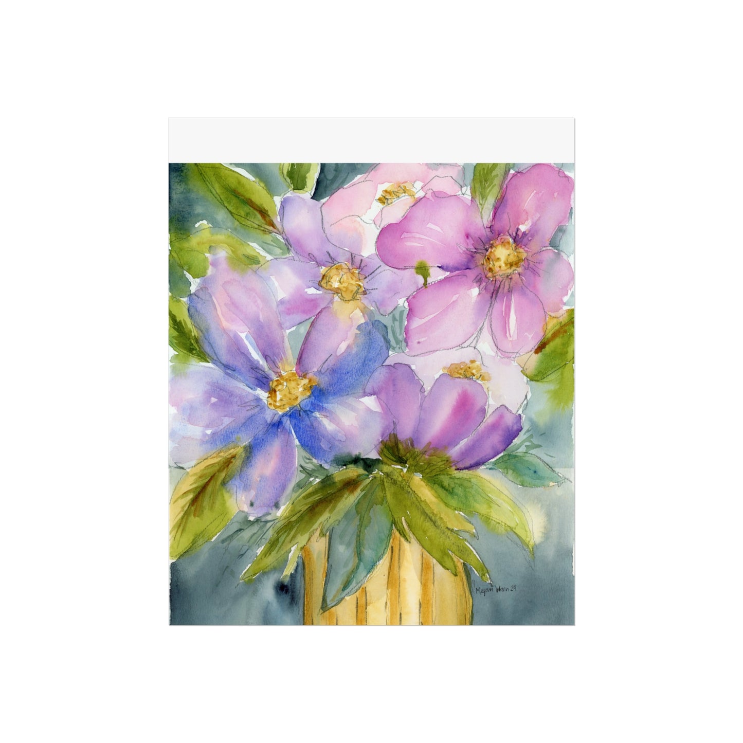Loose Violet Floral Watercolor Fine Art Print, Original Watercolor Art Print