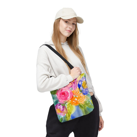 Colorful Watercolor Floral Tote Bag