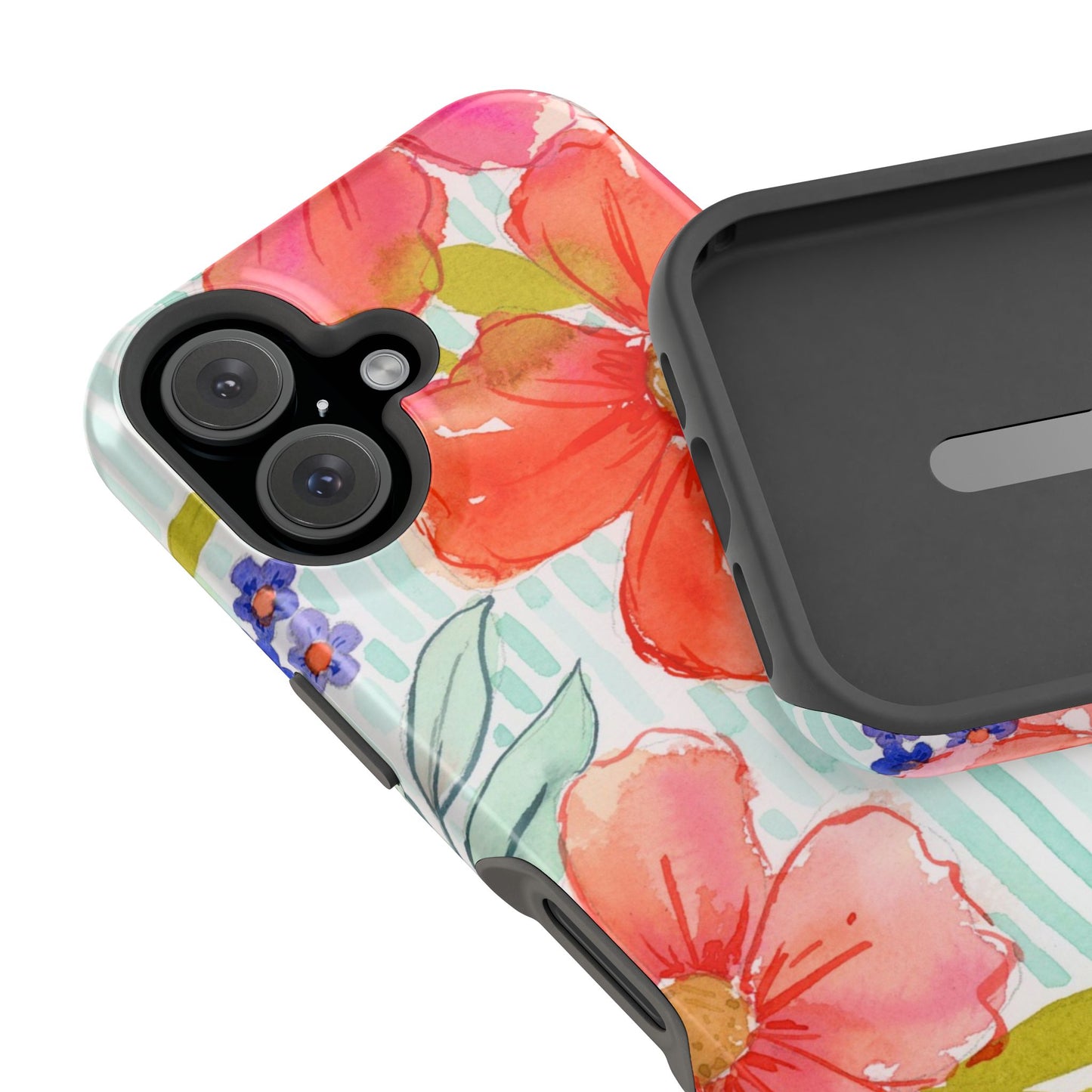 Citrus Splash Mag Phone Case, Aqua & Orange Magnetic Flower Phone Cover