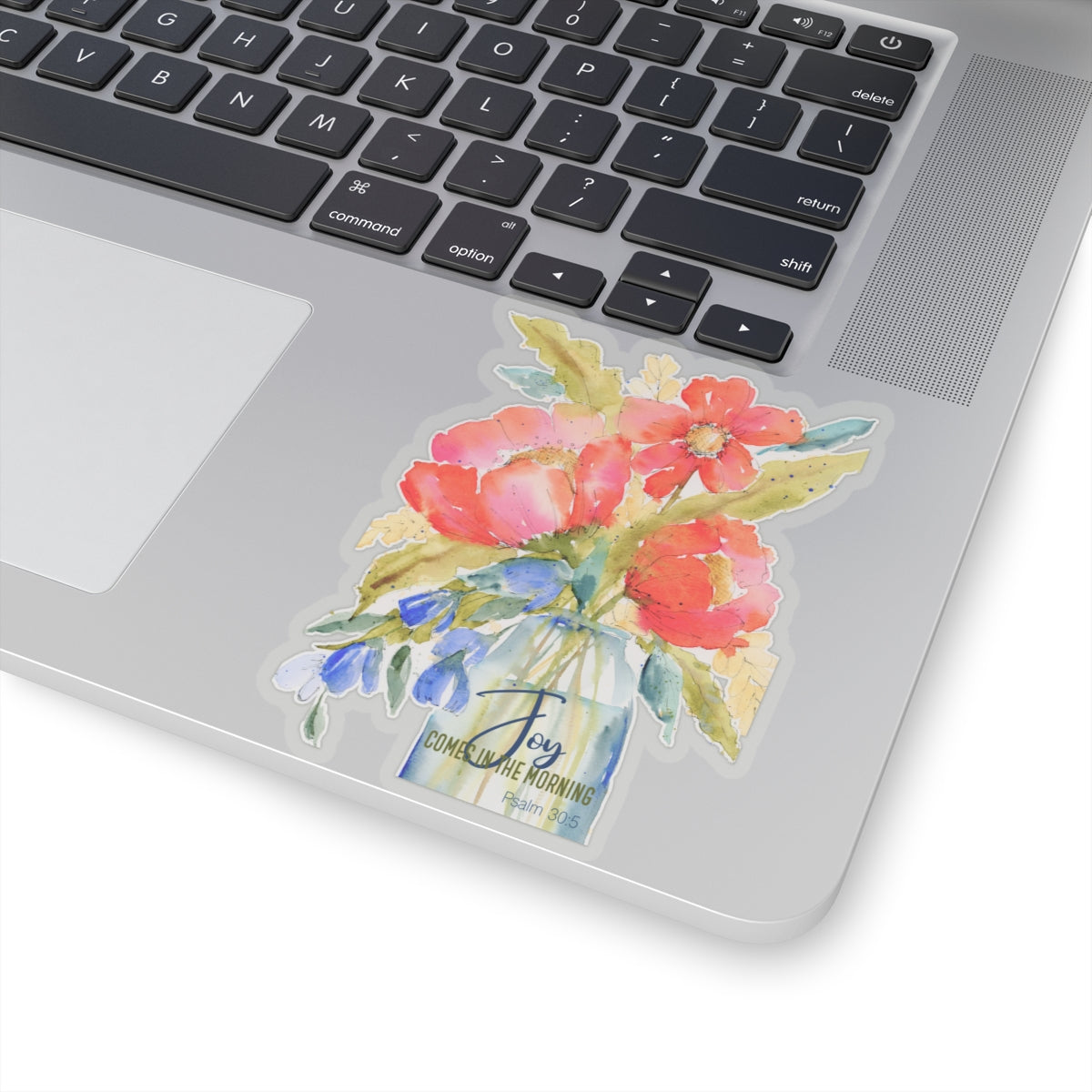Joy Comes In The Morning, Watercolor Flowers Kiss-Cut Stickers, Red Blooms, Flowers in vase Stickers,