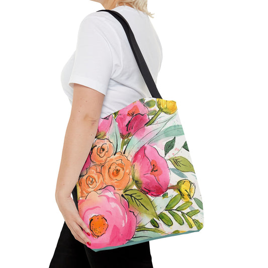 Bright Blush Bloom Watercolor Tote Bag