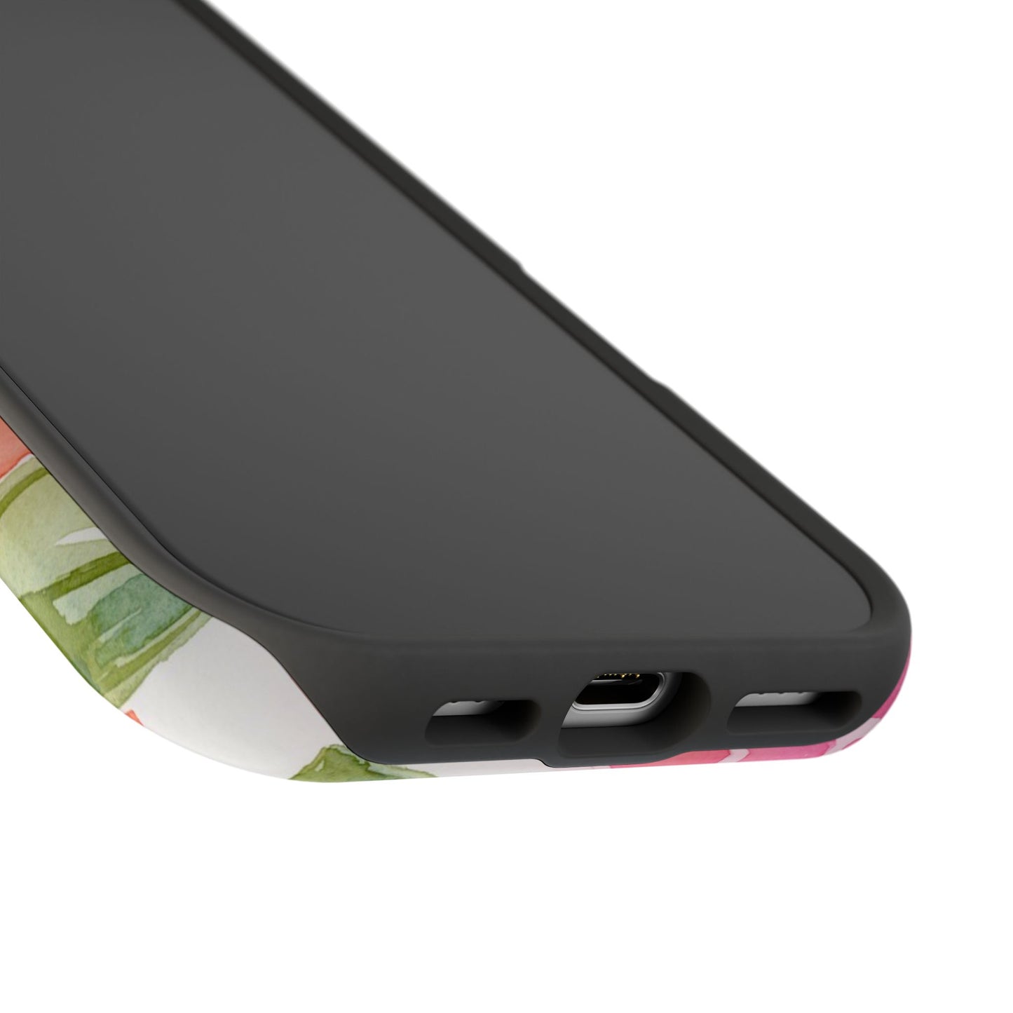 Peachy Keen Magnetic Phone Case, Peach Floral Striped Phone Case, Watercolor Painted Tough Cases