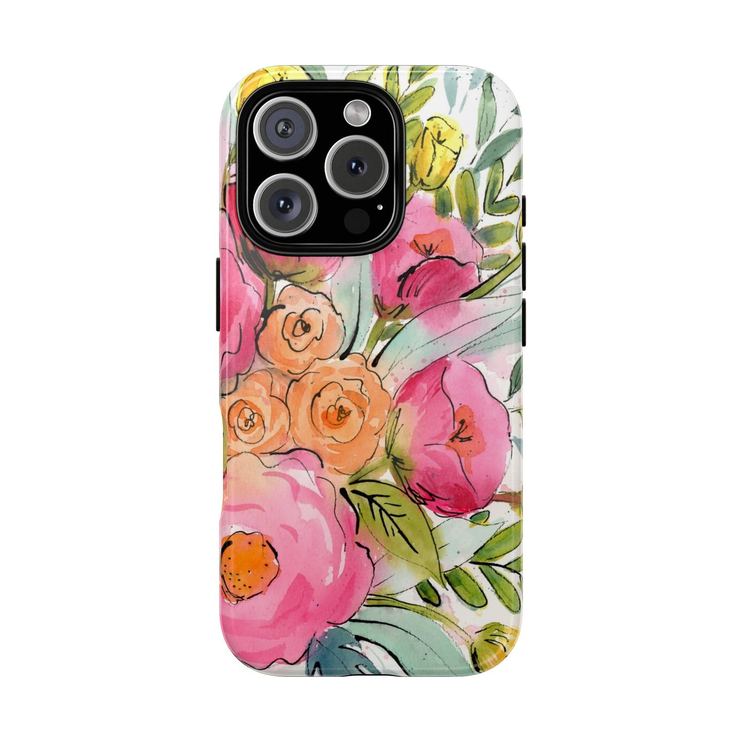 Bright Blush Blooms Watercolor Painted Phone Case