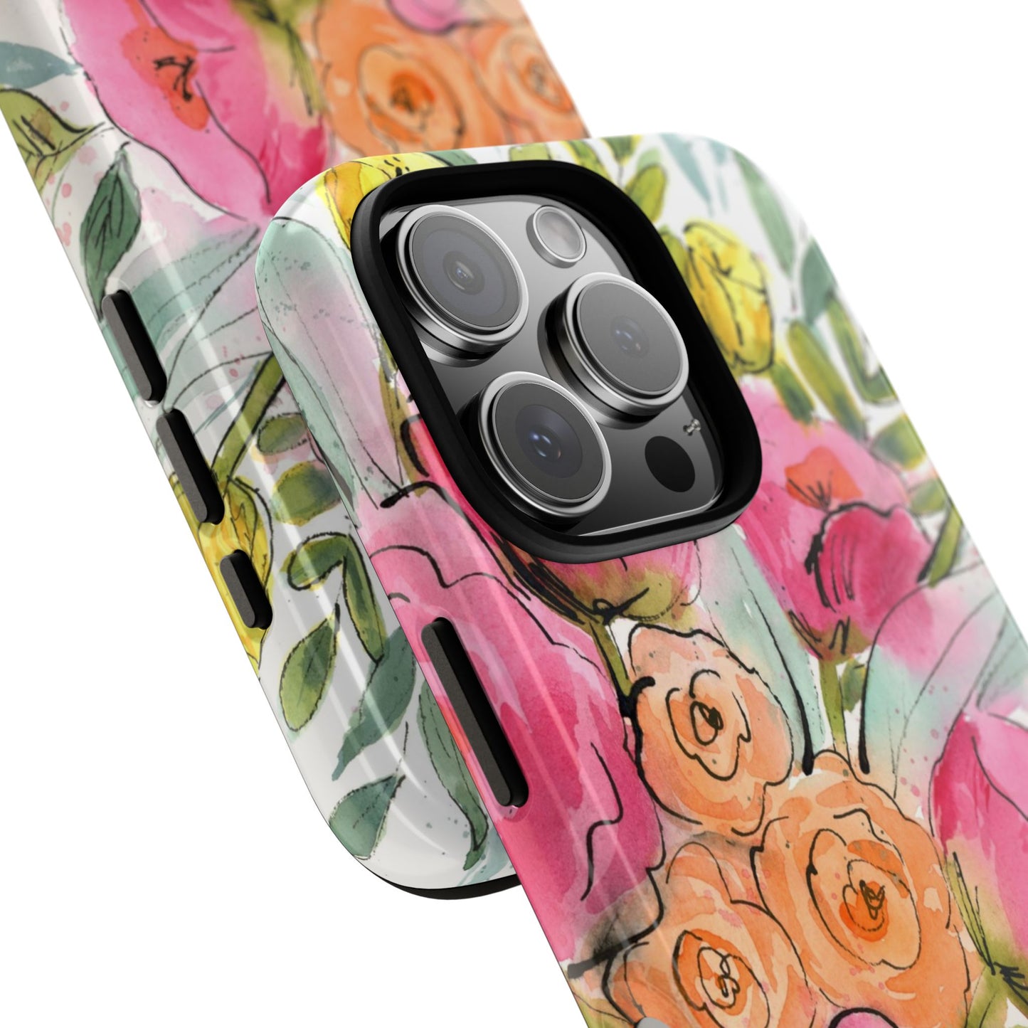 Bright Blush Blooms Watercolor Painted Phone Case