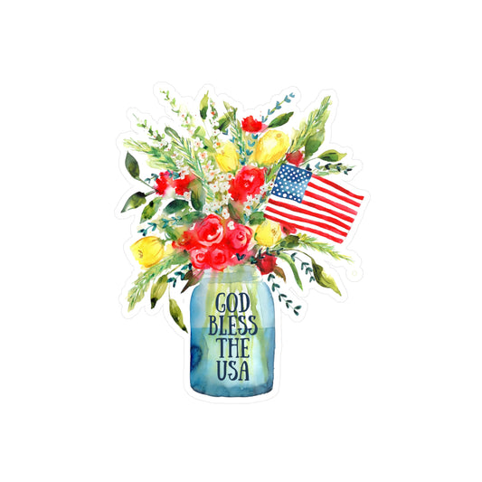 Patriotic Stickers, 'God Bless the USA' Colorful American Artwork