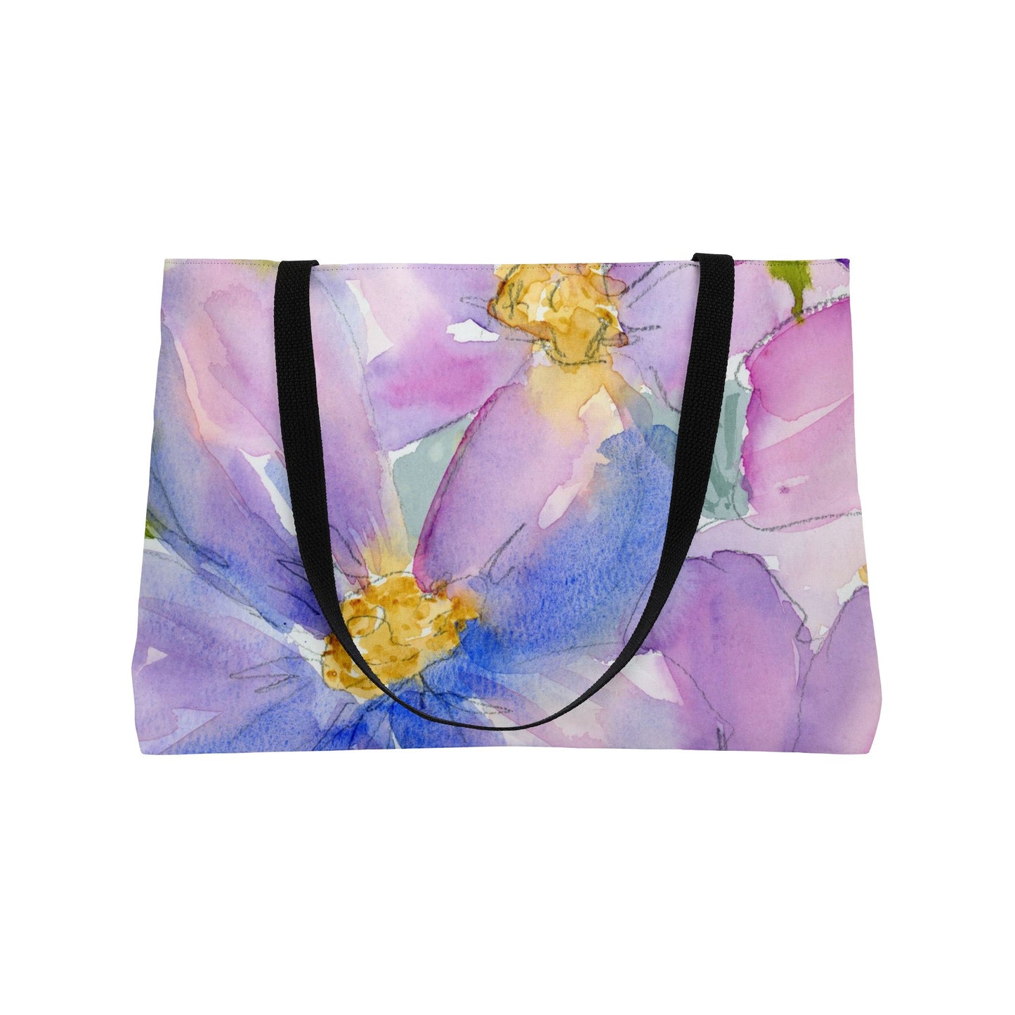 Purple Watercolor Floral Weekender Tote Bag - Large Watercolor Painted Tote, Great Gift for Mom, Teachers, Graduation - Travel Tote