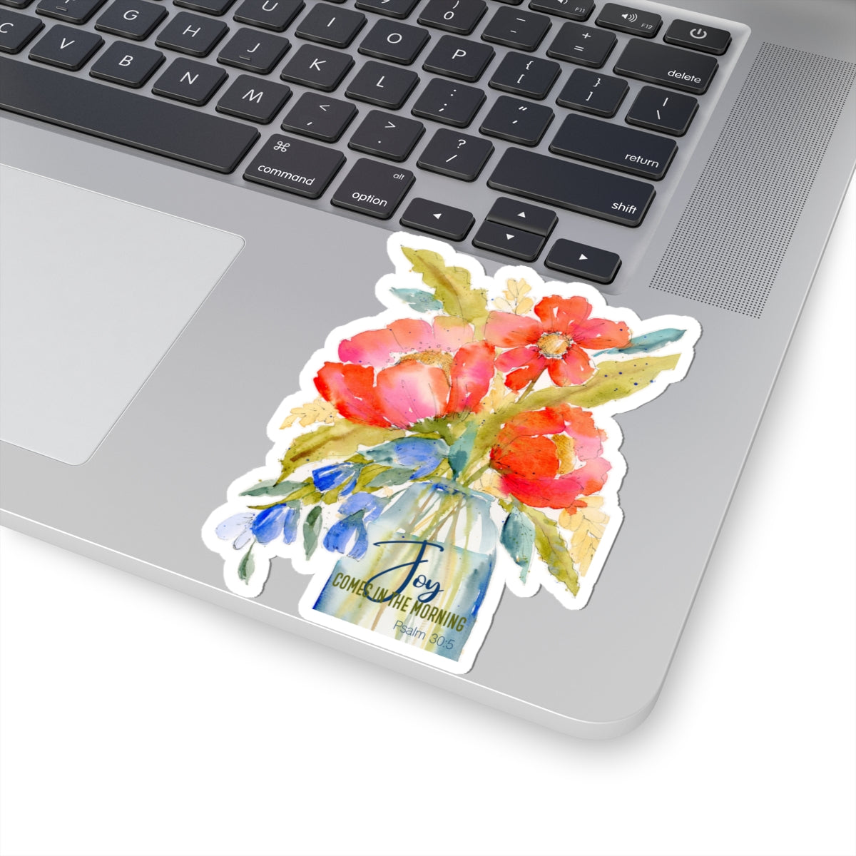Joy Comes In The Morning, Watercolor Flowers Kiss-Cut Stickers, Red Blooms, Flowers in vase Stickers,