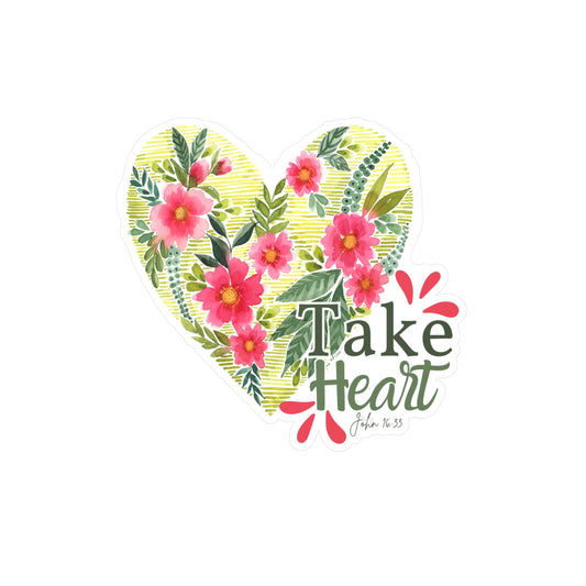 Floral Heart Watercolor Sticker 'Take Heart'