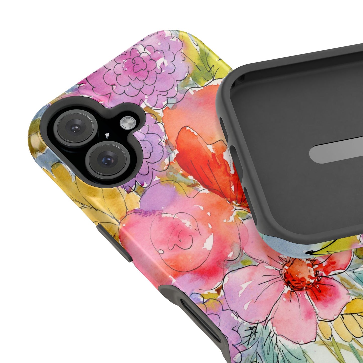 Magnetic Watercolor Flower Phone Case, Floral iPhone Case