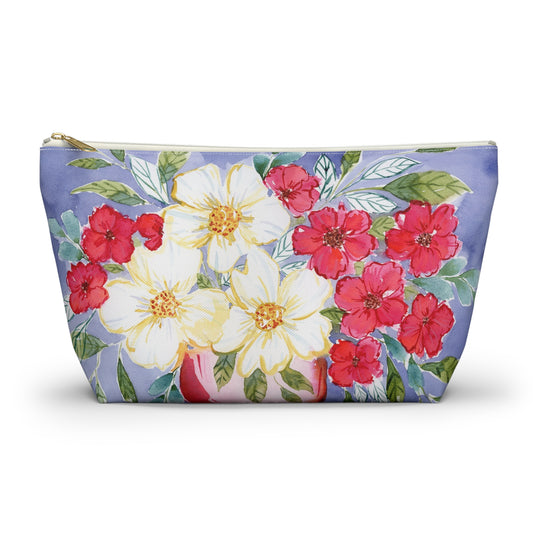Red & White Watercolor Accessory Pouch