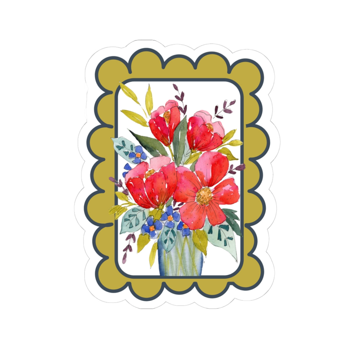 Colorful Floral Framed Watercolor Sticker