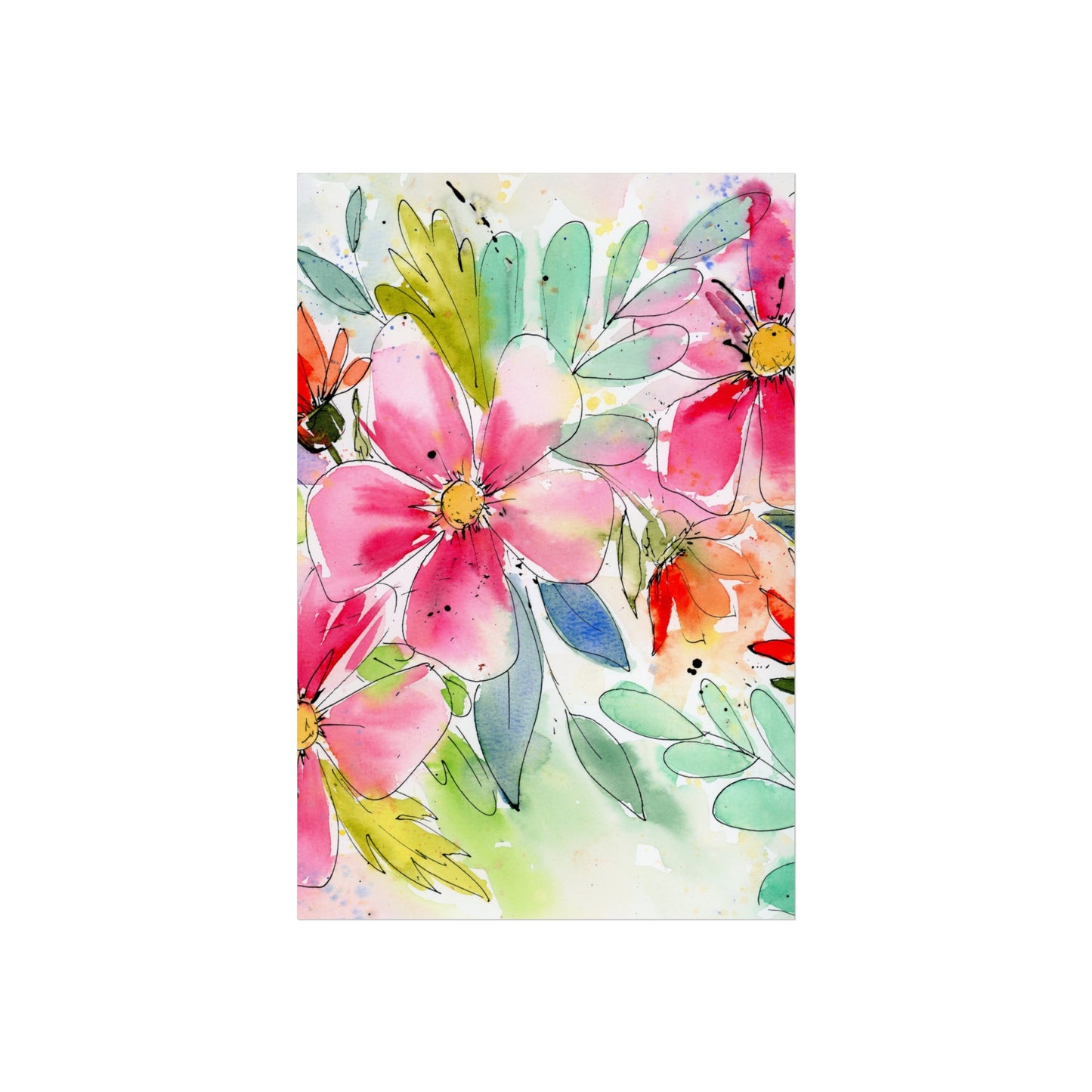 Abstract Pink Floral Print, Pink Abstract Floral Watercolor Fine Art Prints