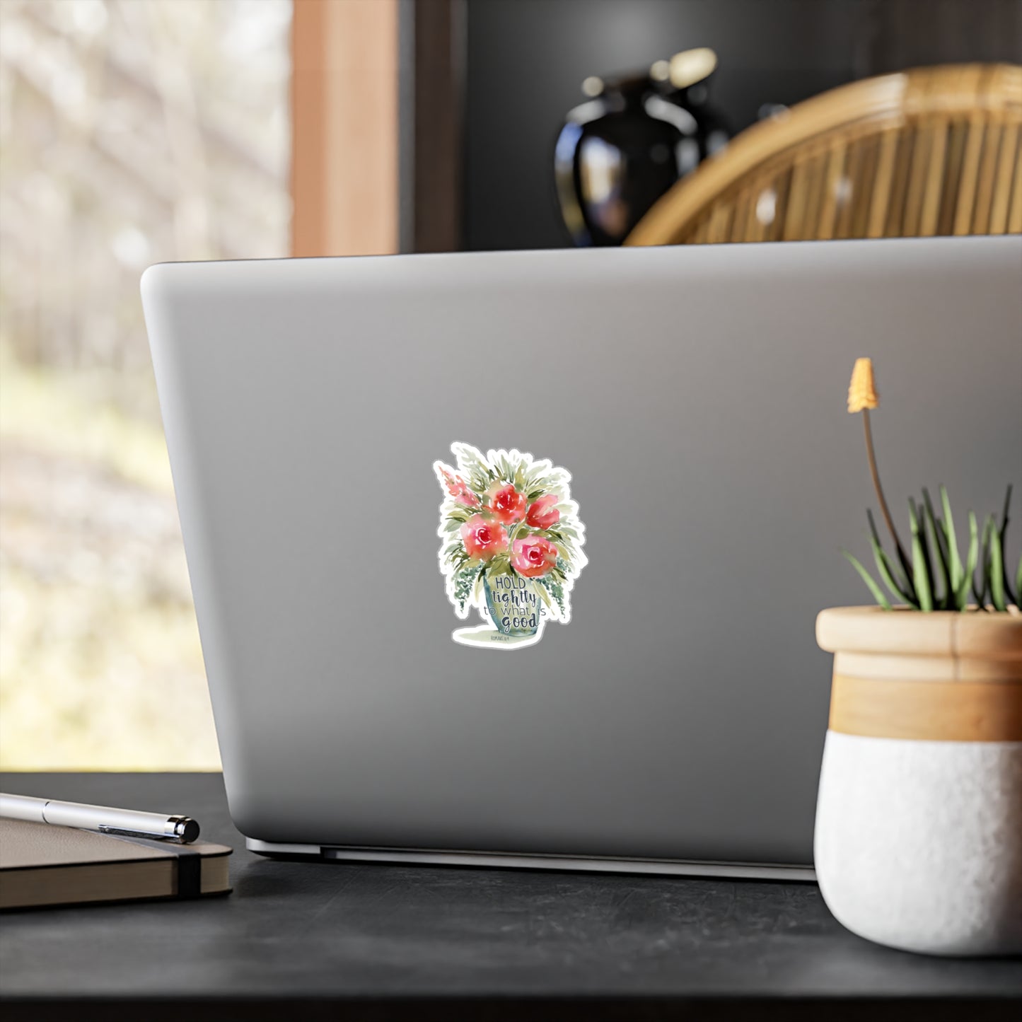 Flower Watercolor Sticker 'Hold tightly to what is good'