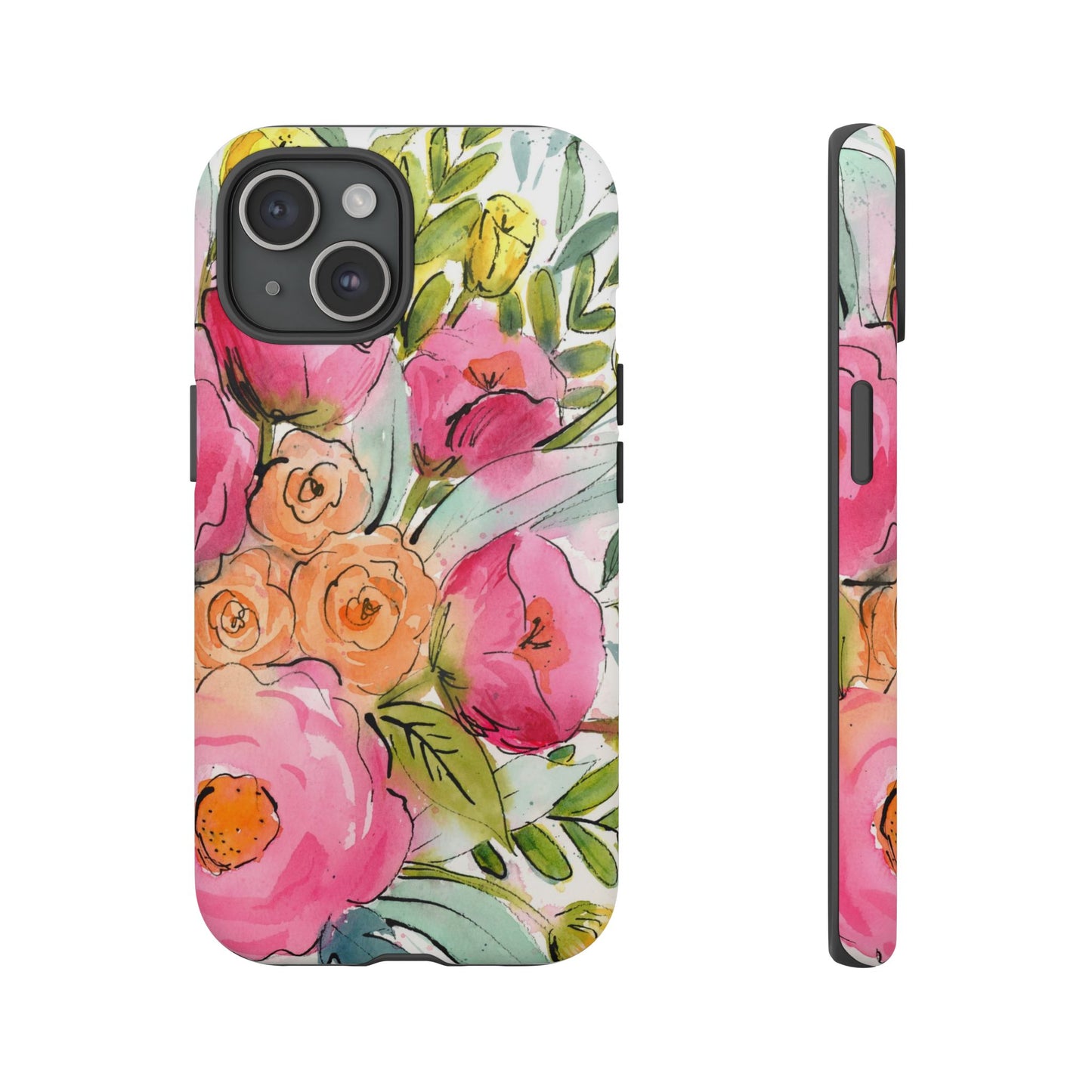 Bright Blush Blooms Watercolor Painted Phone Case
