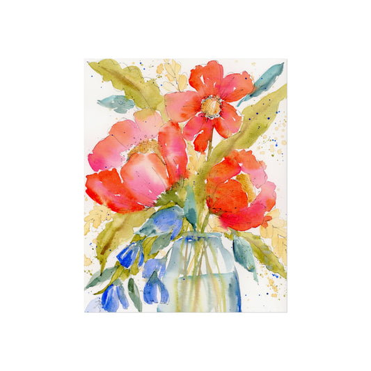 Bright Red Flowers Watercolor Fine Art Prints, Red Poppy Floral Print, Red Wall Decor