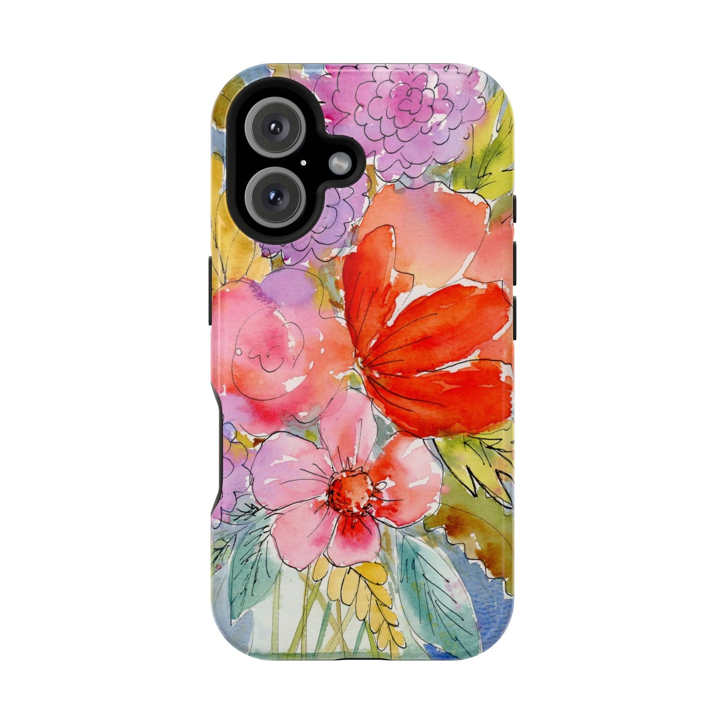 Magnetic Watercolor Flower Phone Case, Floral iPhone Case