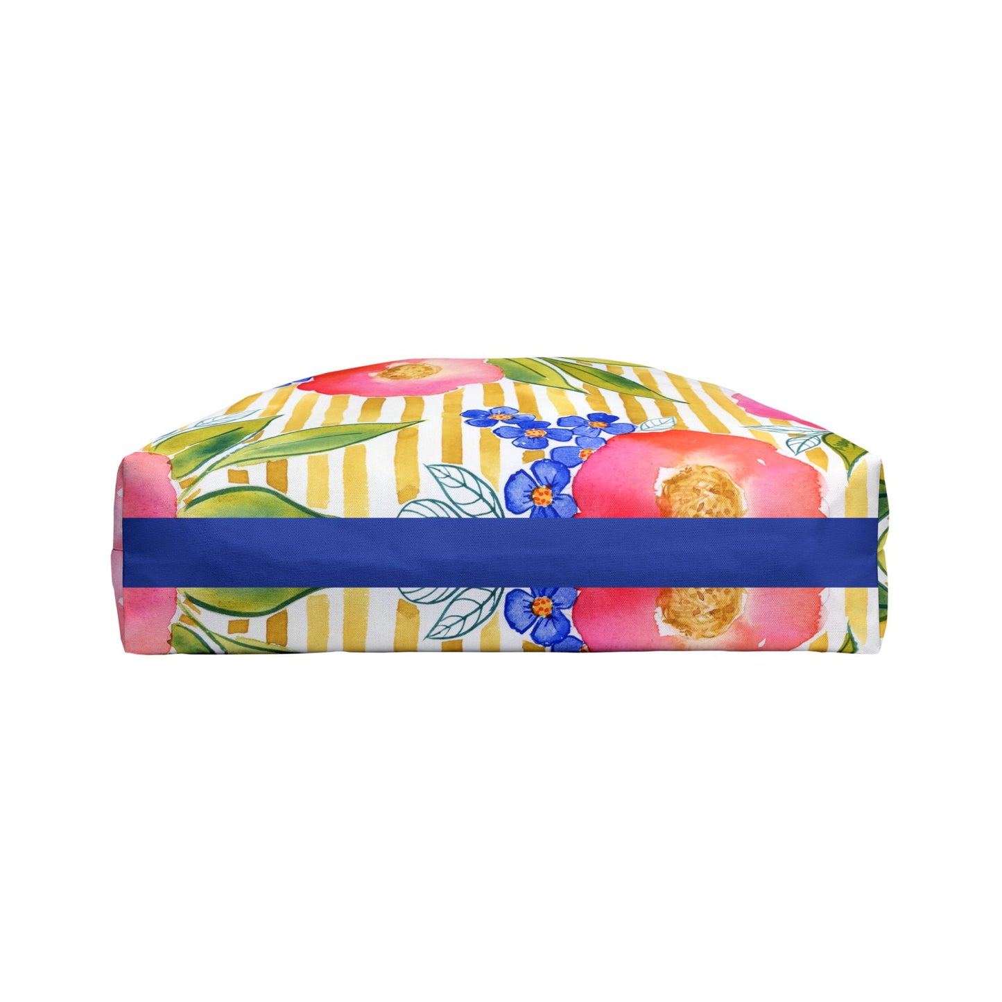 Golden Meadow Weekender Tote, Gold Striped Floral Bloom Watercolor Weekender Tote Bag