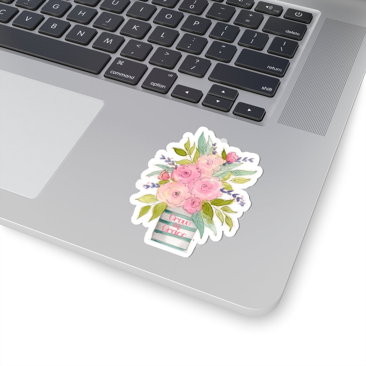 Grow in Grace, Pink Watercolor Flowers Stickers