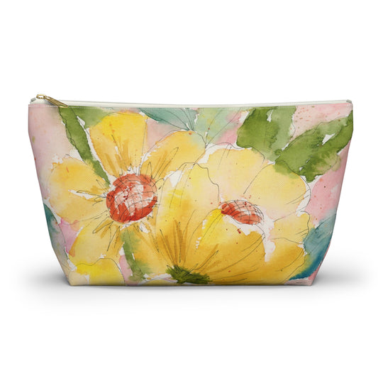 Yellow Floral Accessory Pouch