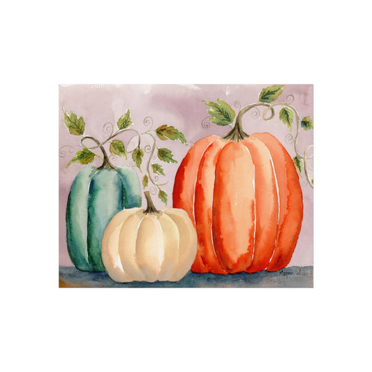 Autumn Pumpkins Watercolor Print, Original Fall Watercolor Print, Fine Art Print