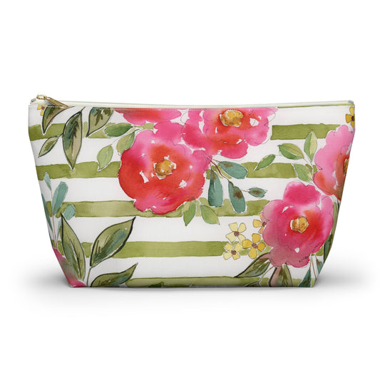 Sweet Pea Accessory Pouch w T-Bottom, Petals & Pinstripe Collection