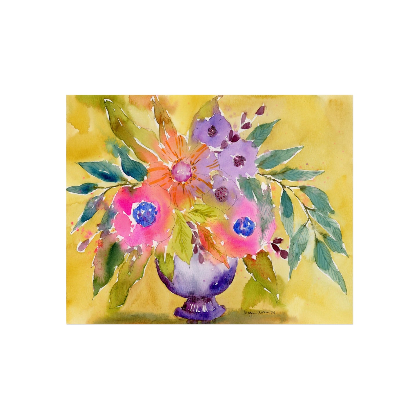 Loose Watercolor Floral Print - Original Watercolor Art Print, Fine Art Prints "Bold Blessings"