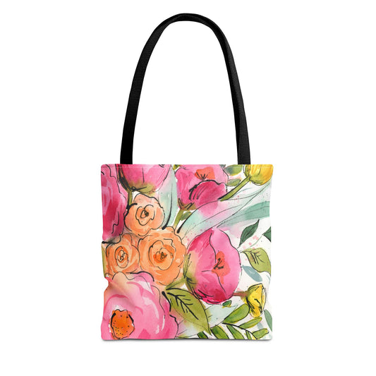 Bright Blush Bloom Watercolor Tote Bag