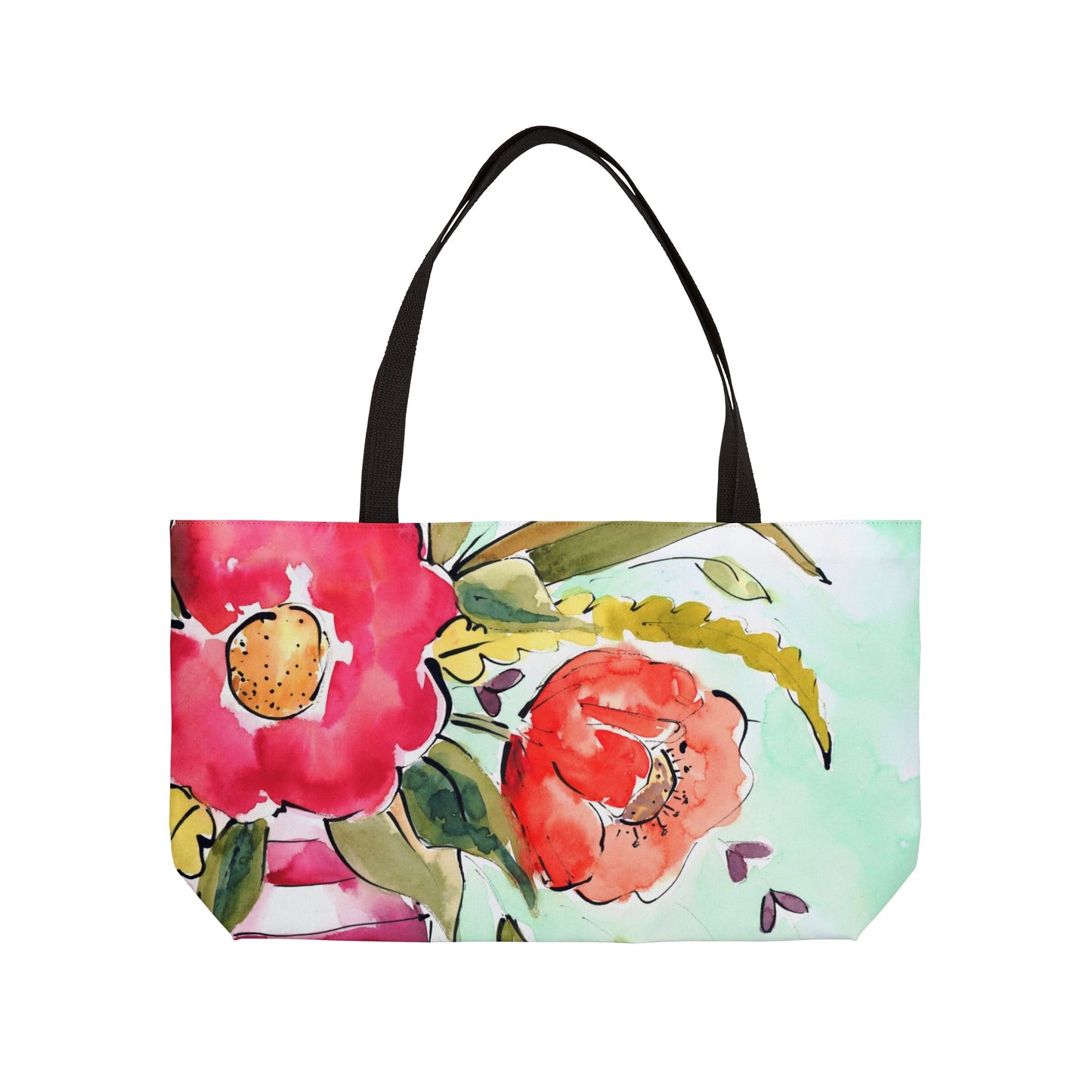 Large Floral Weekender Tote Bag - Large Watercolor Painted Tote, Great Gift for Mom, Teachers, Graduation - Travel Tote, Collage Bag,