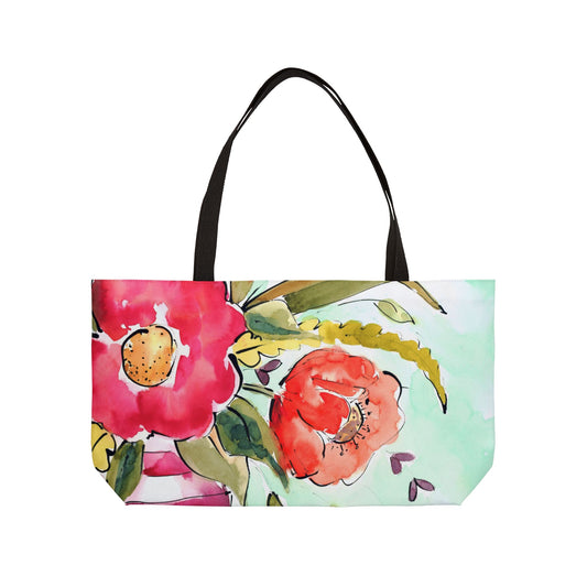 Large Floral Weekender Tote Bag - Large Watercolor Painted Tote, Great Gift for Mom, Teachers, Graduation - Travel Tote, Collage Bag,