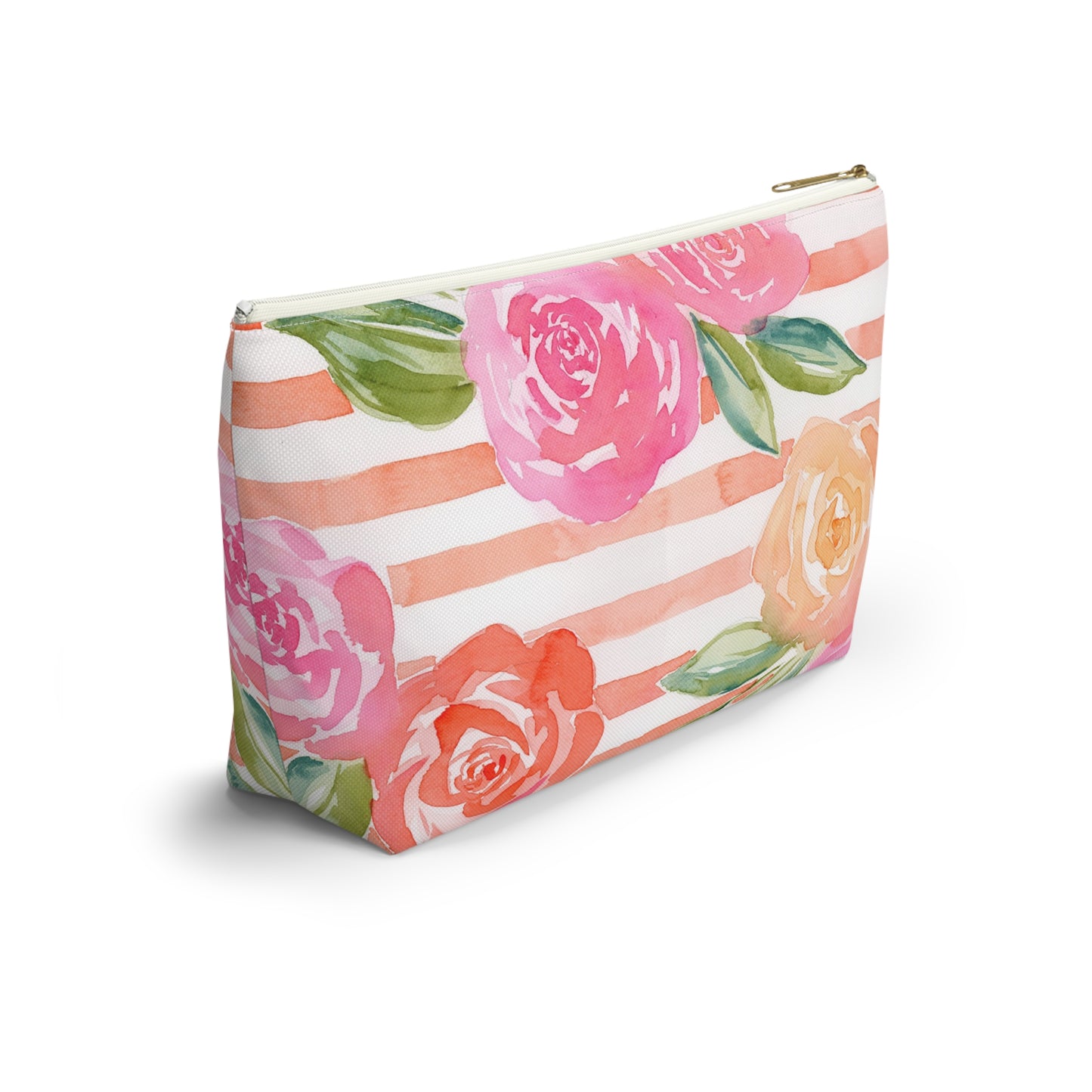 Peachy Keen Accessory Pouch w T-Bottom, Petals & Pinstripe Collection