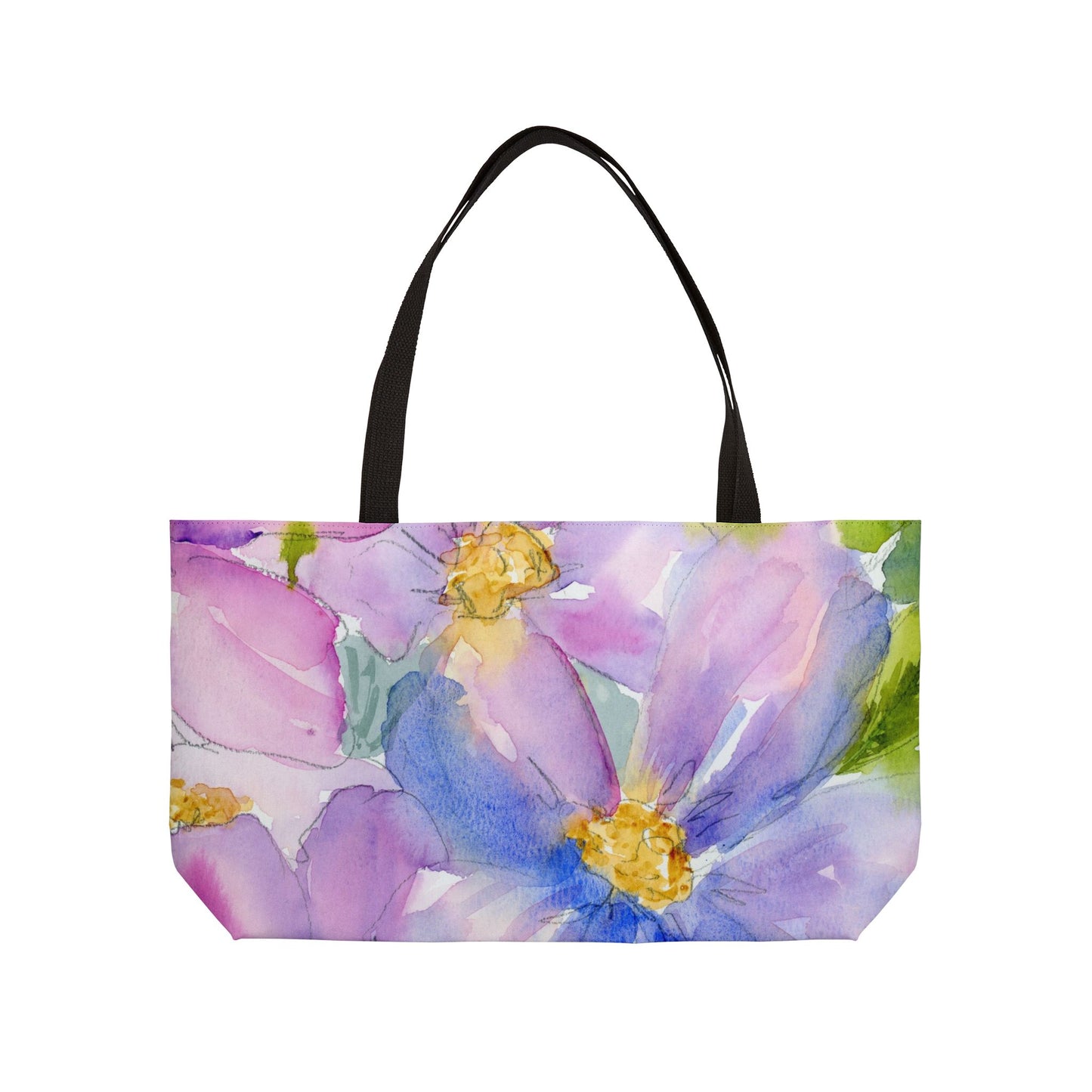 Purple Watercolor Floral Weekender Tote Bag - Large Watercolor Painted Tote, Great Gift for Mom, Teachers, Graduation - Travel Tote
