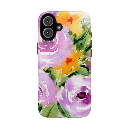 Painted Purple Petals, Watercolor Phone Case