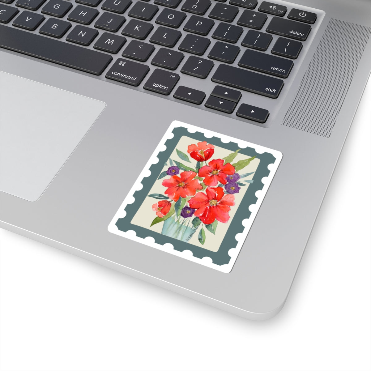 Bright Red Flowers, Watercolor Floral Sticker