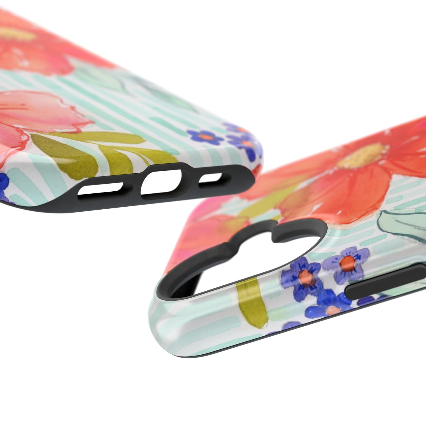 Citrus Splash Mag Phone Case, Aqua & Orange Magnetic Flower Phone Cover