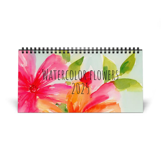 Painted Days Desk Calendar, Watercolor Floral 2025, Colorful Desk Calendar