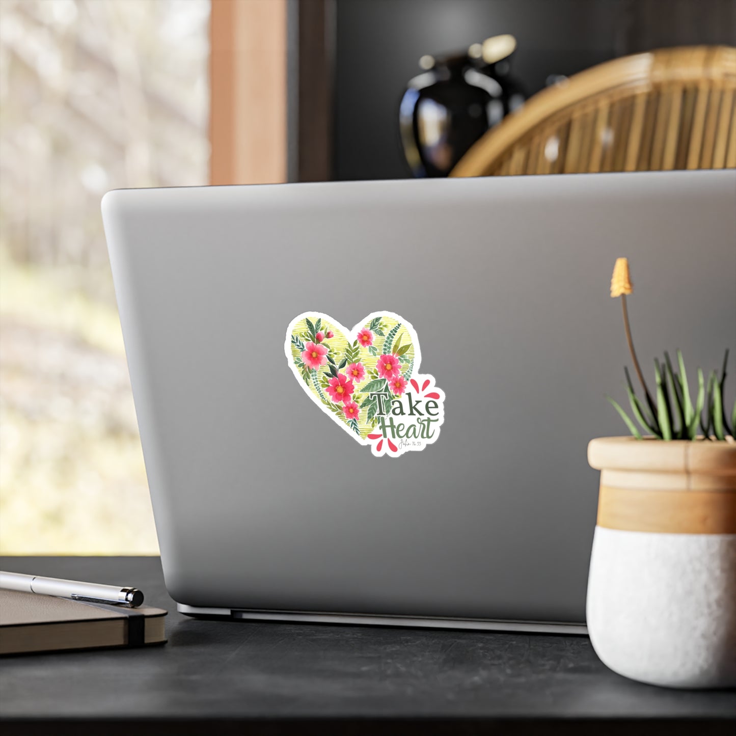 Floral Heart Watercolor Sticker 'Take Heart'