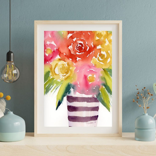 Loose Watercolor Blooms, Watercolor Print, Wall Decor, Wall Art Print, Loose Floral Watercolor Fine Art Prints