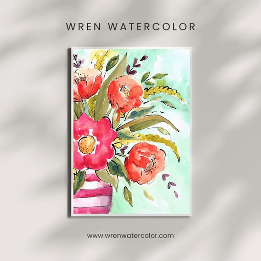 Bold & Blooming Colorful Watercolor Print, Large Floral Print, Floral Watercolor Fine Art Prints
