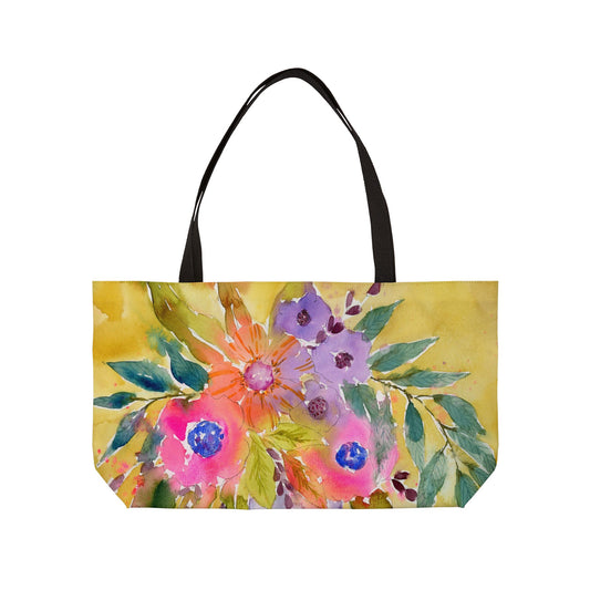 Big Bloom Weekender, Loose Colorful Watercolor Floral Tote Bag