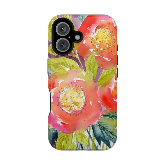 Bright Blushing Blooms, Watercolor Magnetic Phone Case