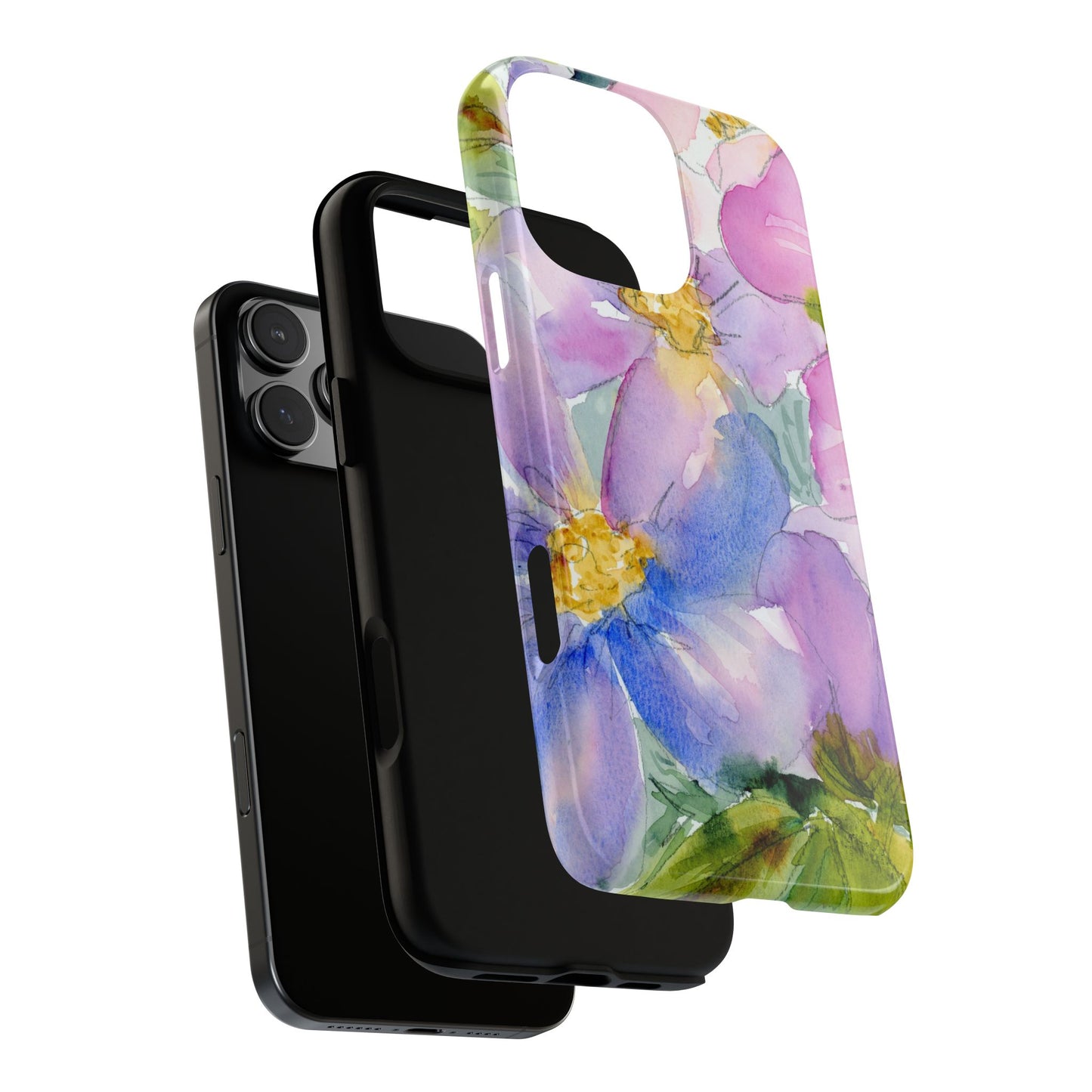 Wild Violet Flowers Classic Phone Case, Watercolor Phone Case
