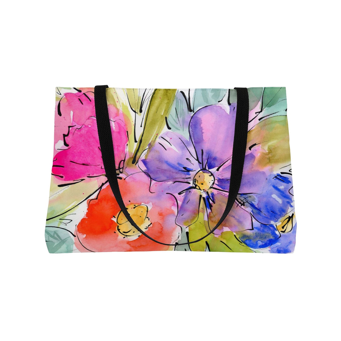 Watercolor Floral Weekender Tote Bag - Large Watercolor Painted Tote, Great Gift for Mom, Teachers, Graduation - Travel Tote, Collage Bag,