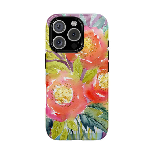 Bright Blush Blooms, Watercolor Phone Case