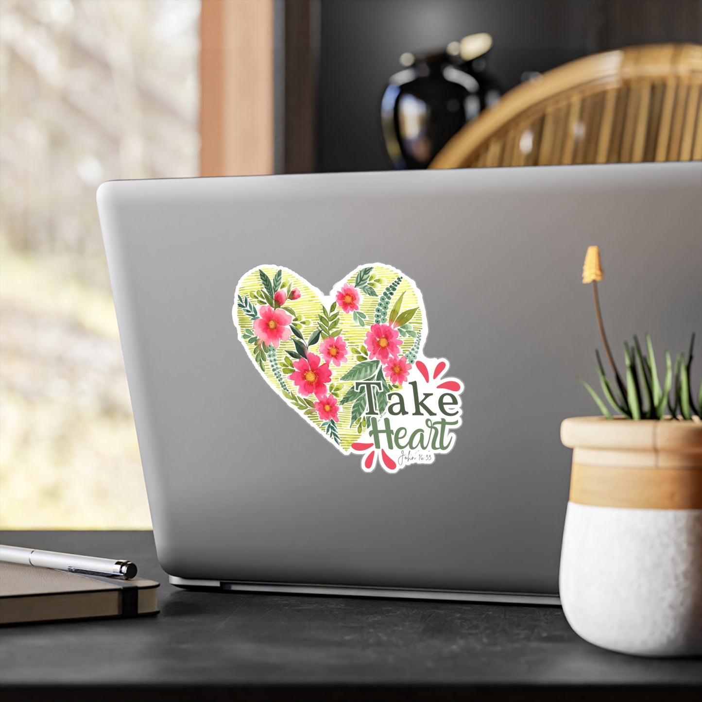 Floral Heart Watercolor Sticker 'Take Heart'