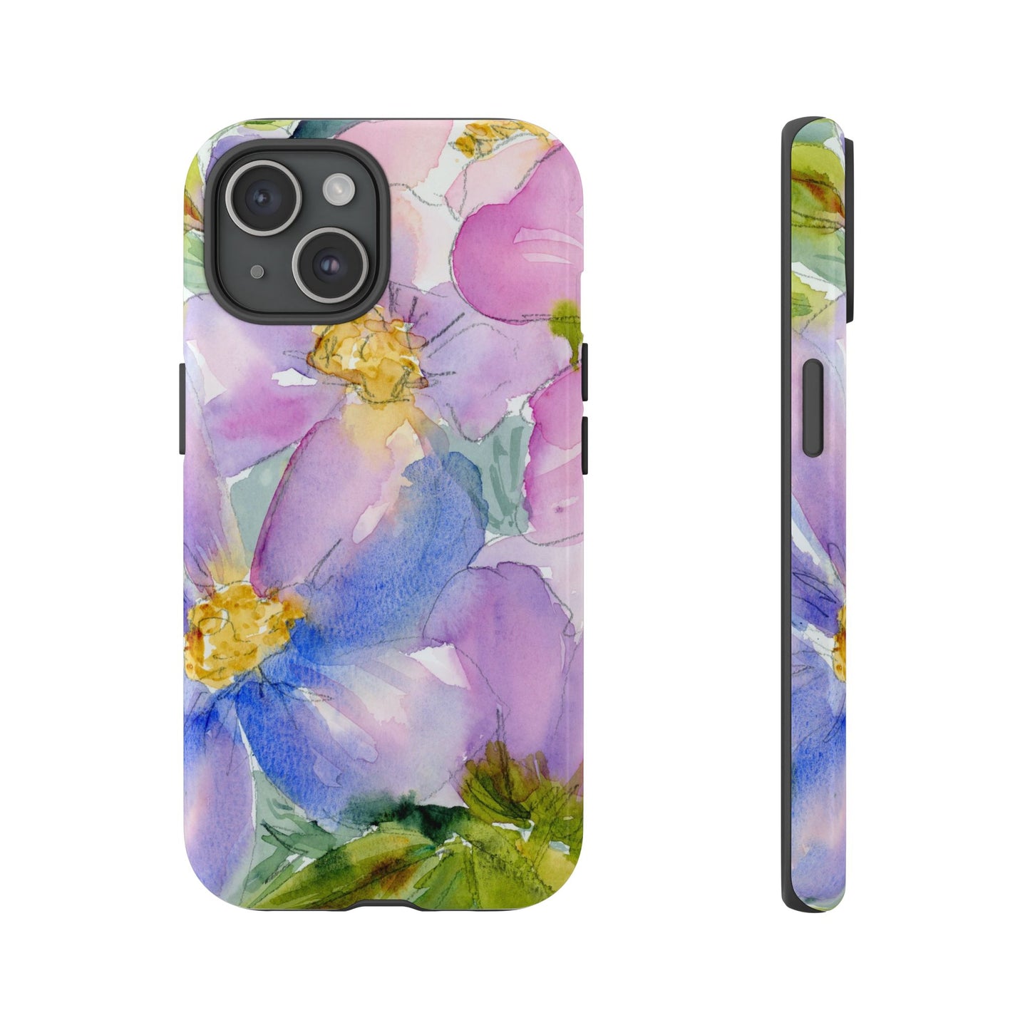 Wild Violet Flowers Classic Phone Case, Watercolor Phone Case