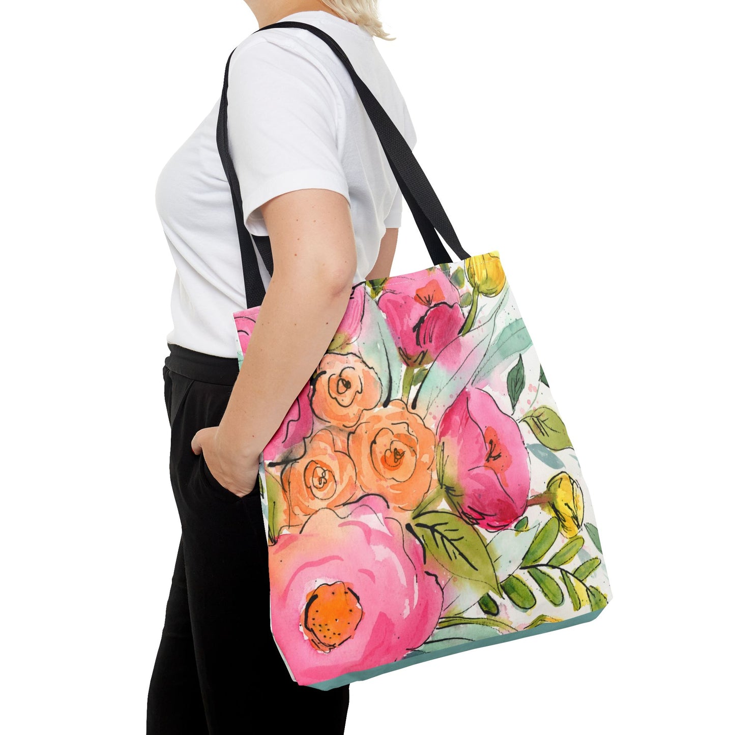 Bright Blush Bloom Watercolor Tote Bag