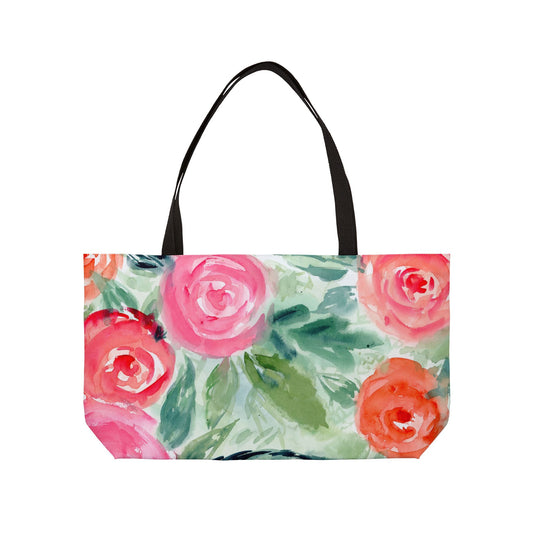 Loose Floral Weekender Tote, Large Watercolor Flower Tote Bag