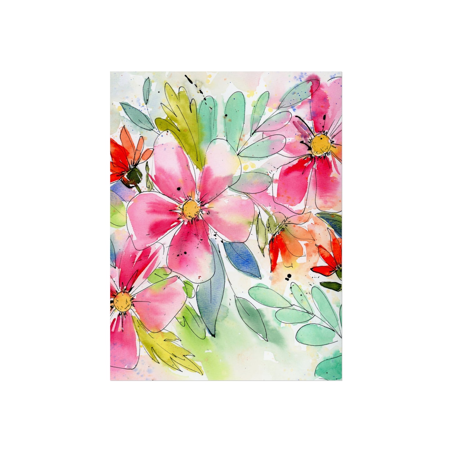 Abstract Pink Floral Print, Pink Abstract Floral Watercolor Fine Art Prints